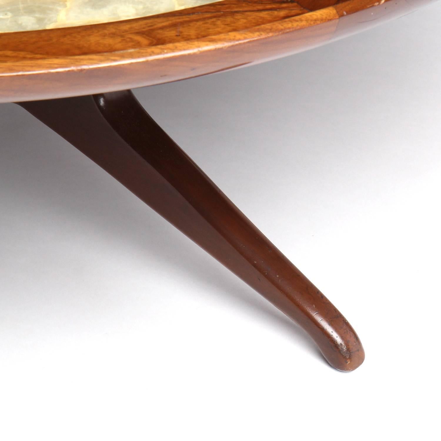 Mid-Century Modern Sculptural Capiz Topped Low Table