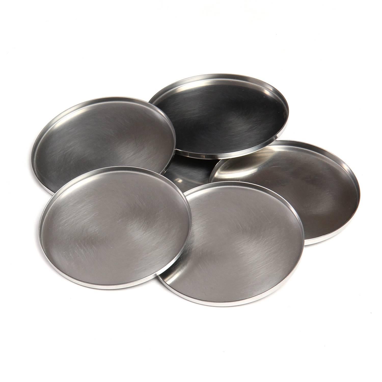 Stainless Steel Vintage Cylinda Coasters by Arne Jacobsen for Stelton