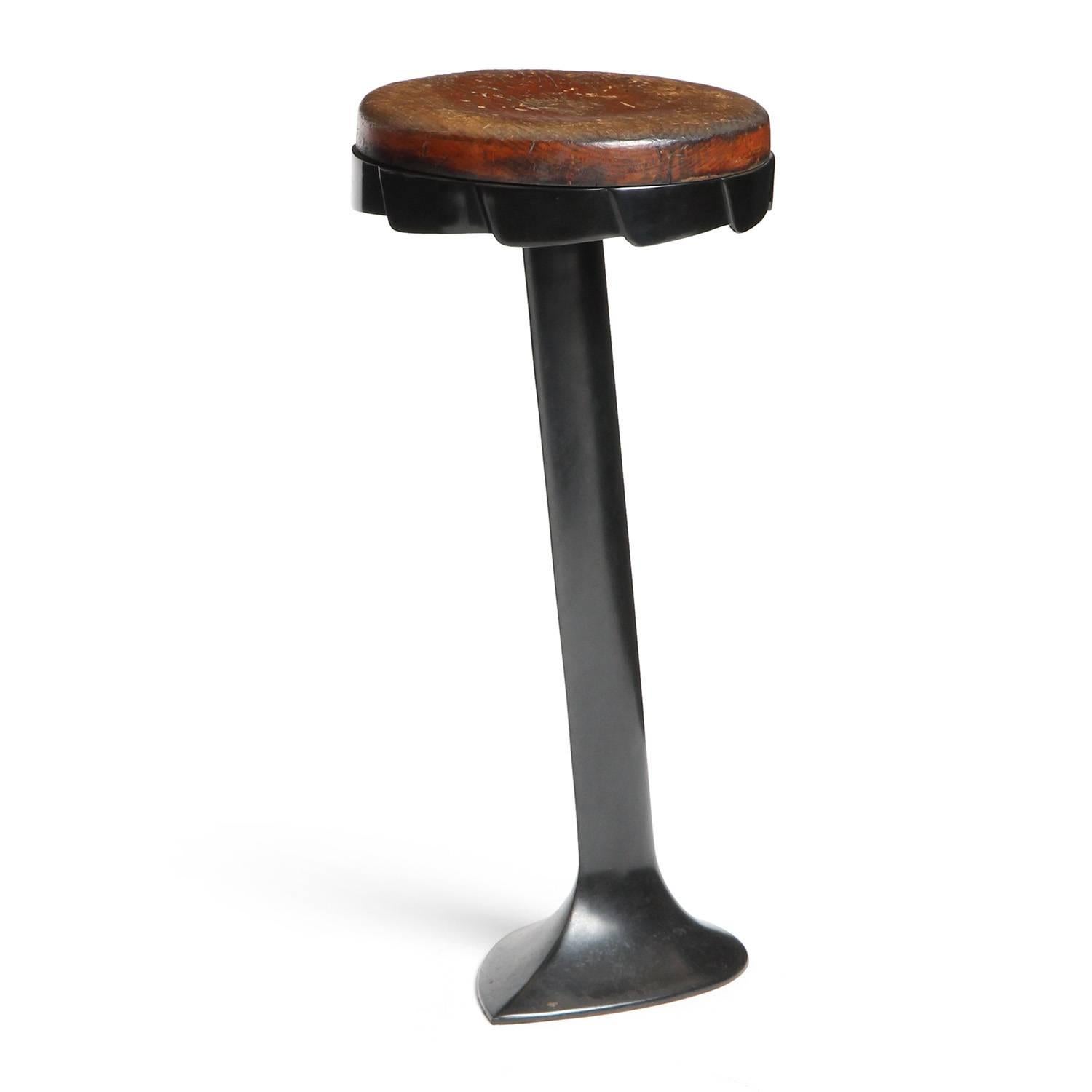 Patinated Cast Iron Barstool In Good Condition For Sale In Sagaponack, NY