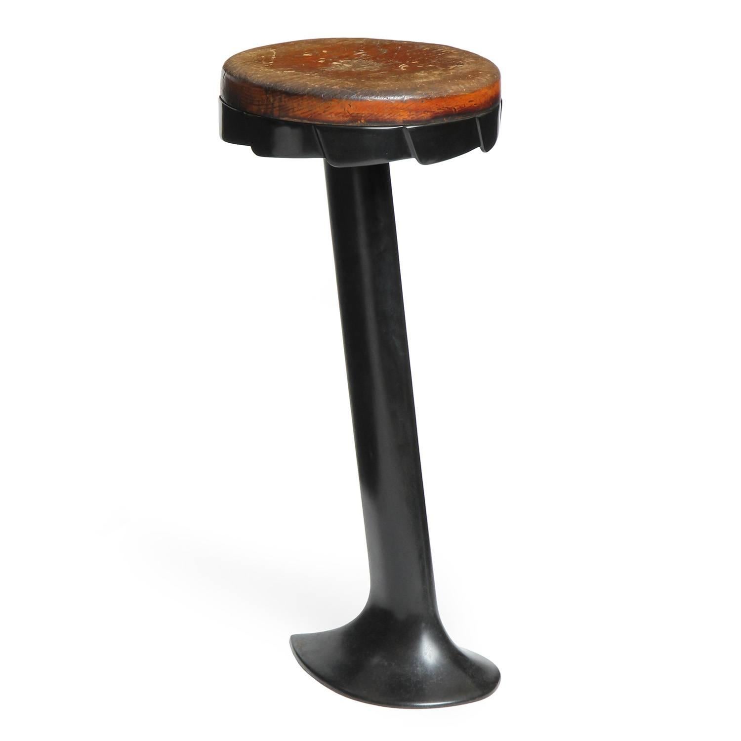 Industrial Patinated Cast Iron Barstool For Sale