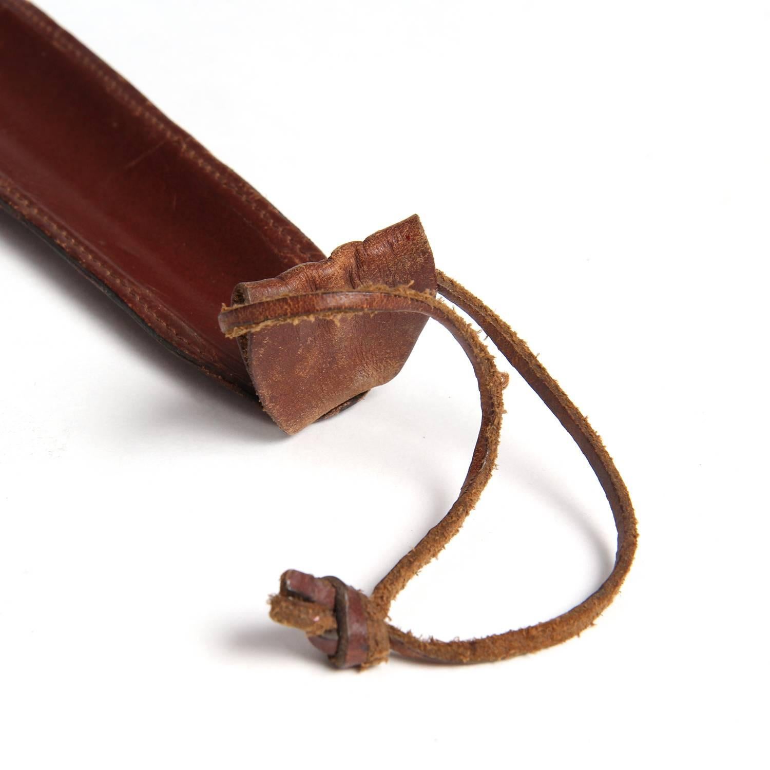 Mid-Century Modern Leather-Wrapped Shoe Horn For Sale