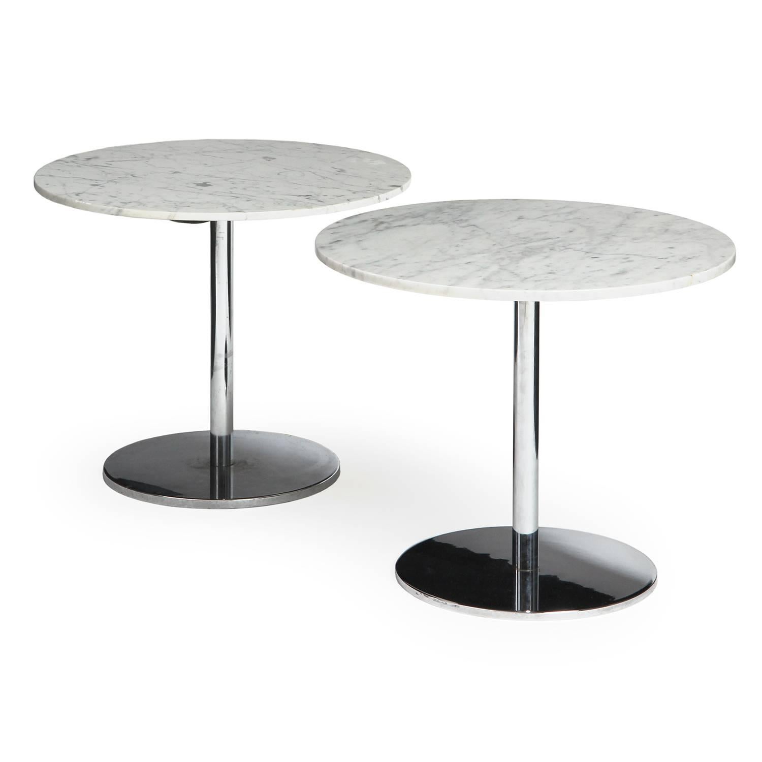 Mid-Century Modern Minimalist Chrome and Marble Table For Sale