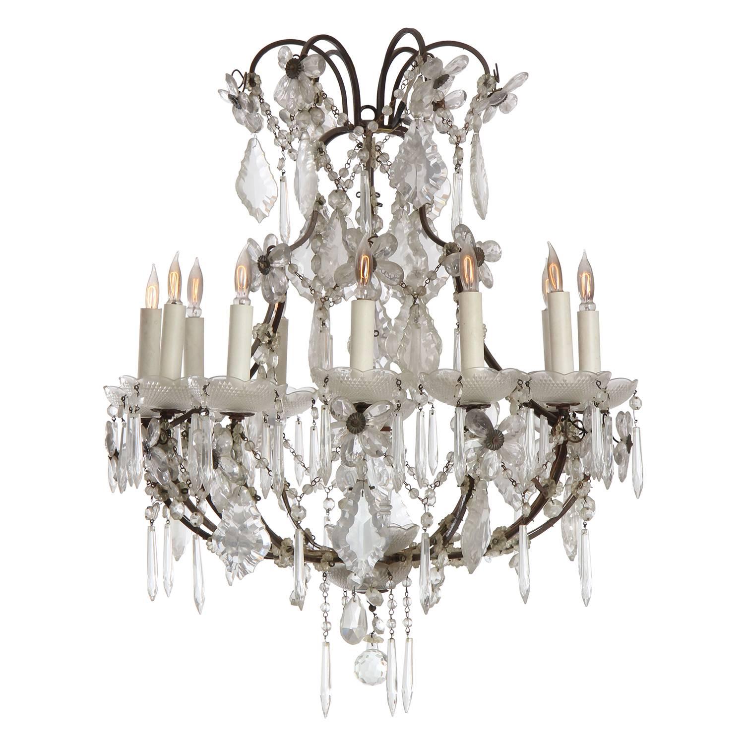 Iron and Crystal Chandelier