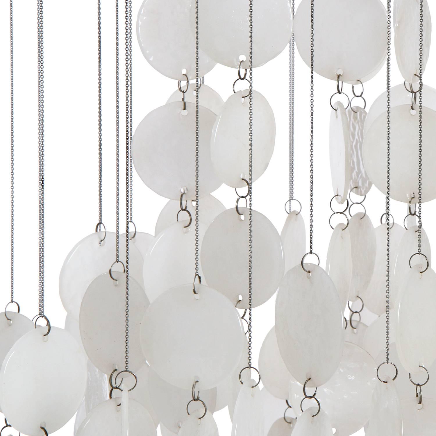 white glass disc chandelier