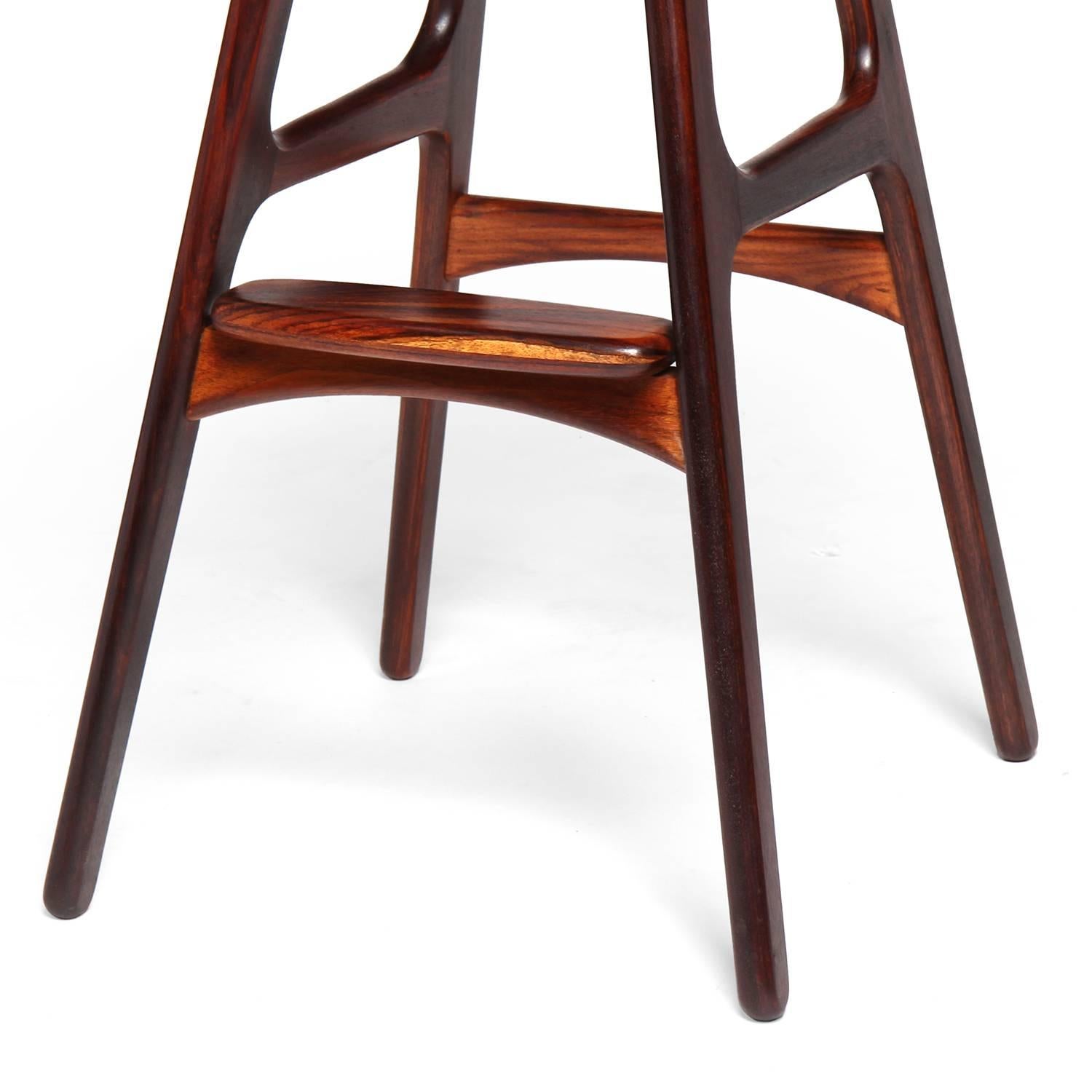 Leather Rosewood Barstool by Erik Buch