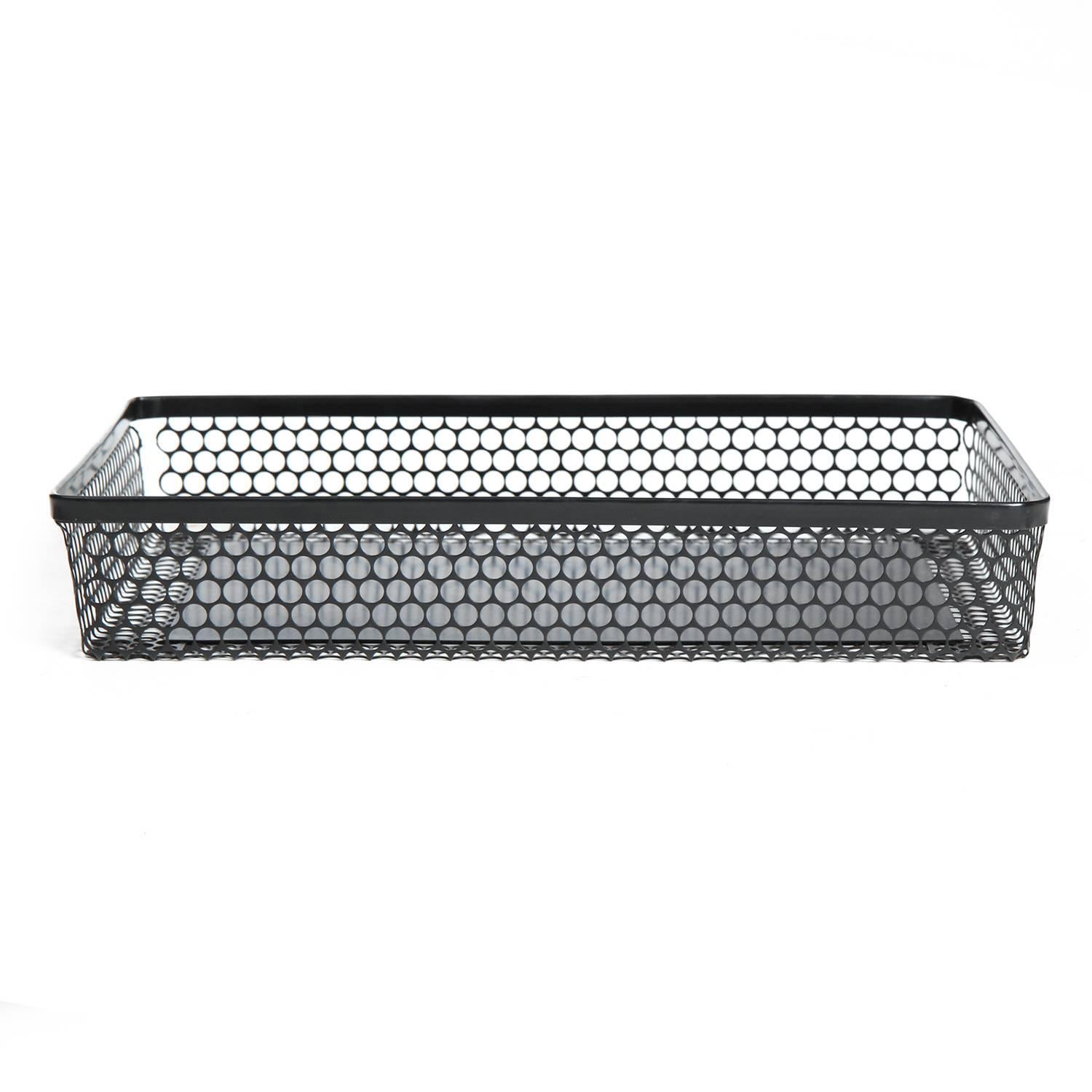 A fine tray crafted of stamped and perforated steel, having a rich  patina.