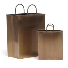 Pleated Shopping Bag Brass Waste Baskets