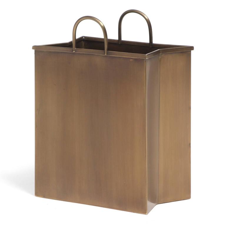 Pleated Shopping Bag Brass Waste Baskets For Sale at 1stDibs