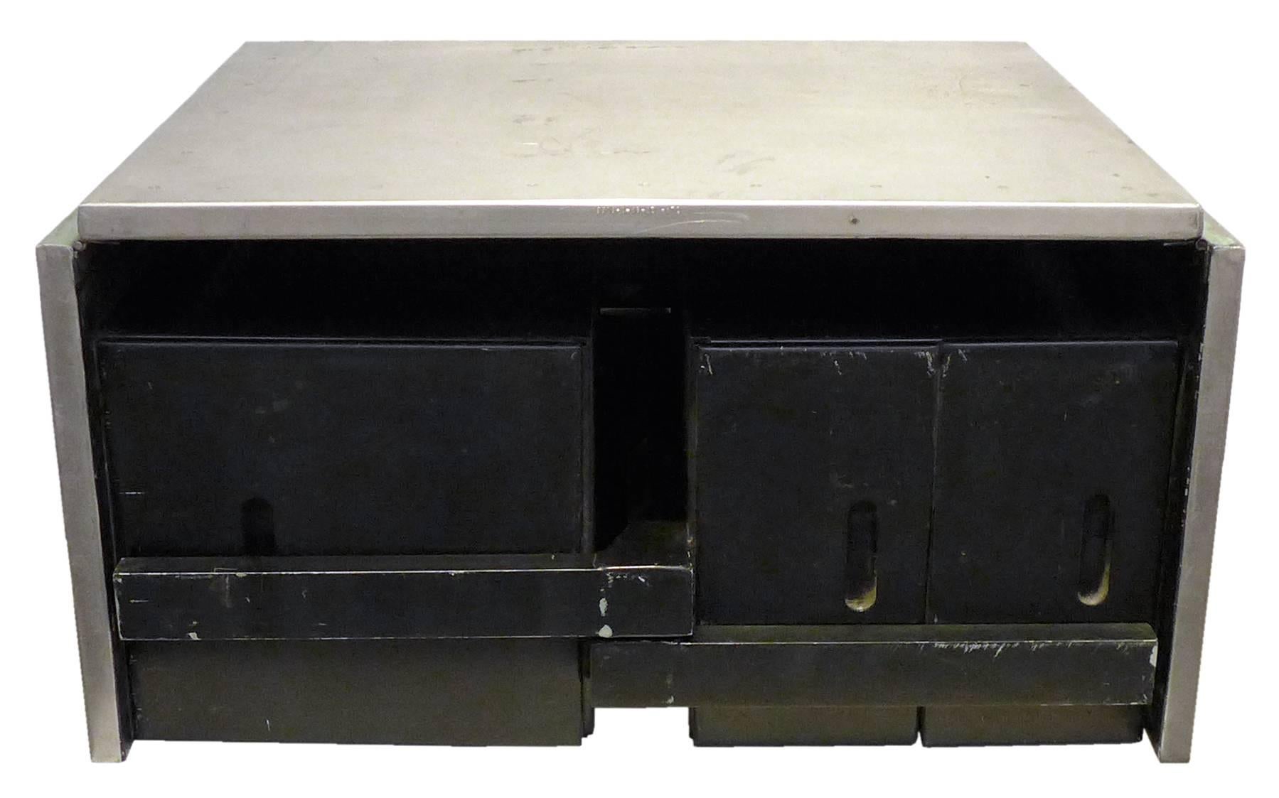 A wonderful aluminium folding military desk that breaks-down or folds-up for portability and storage. Produced for field-use in military campaigns, it is simultaneously utilitarian and well-designed. An exceptionally interesting, beautifully