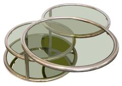 Chrome and Glass Swivel-Top Table