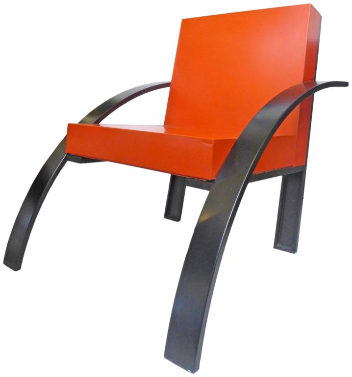 A fantastic pair of Parigi chairs by Italian architect Aldo Rossi for Unifor. Commensurate with his penchant for utilizing pronounced, playful geometry in his architecture, a wonderful reduction of form and color: Square PVC-foam seats and backs in