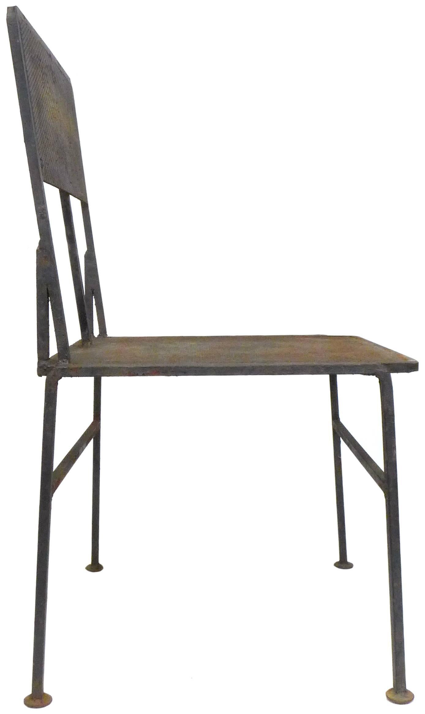 Mid-20th Century Perforated Iron Outdoor Table and Chairs Set