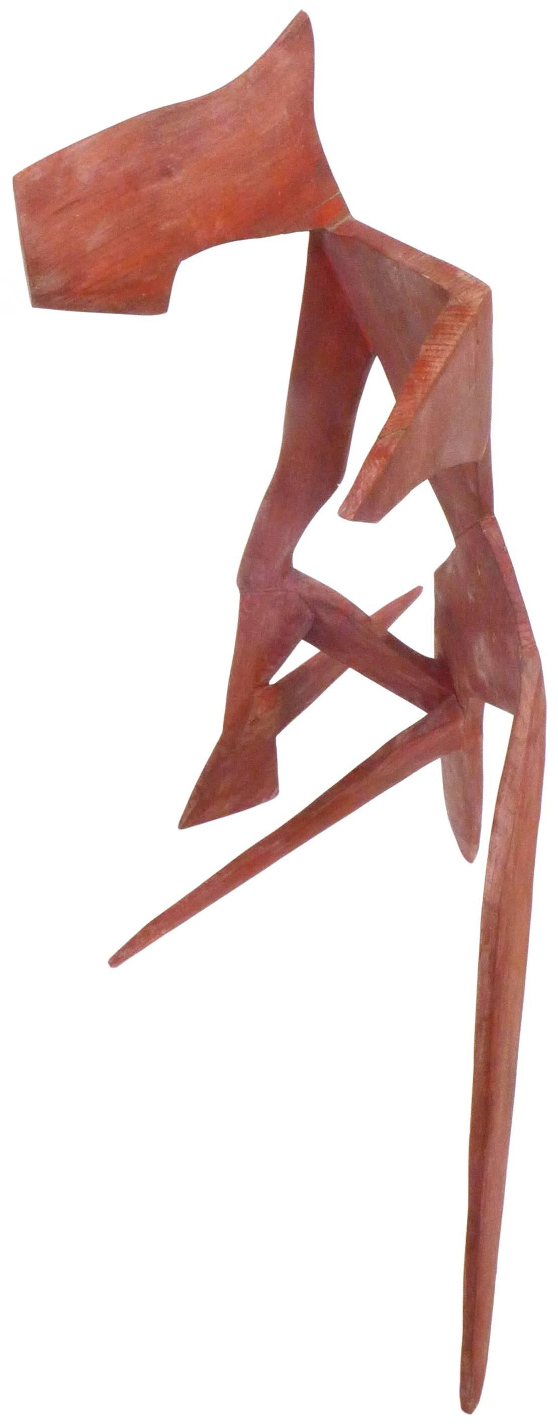 Painted Modernist Abstract Wood Sculpture