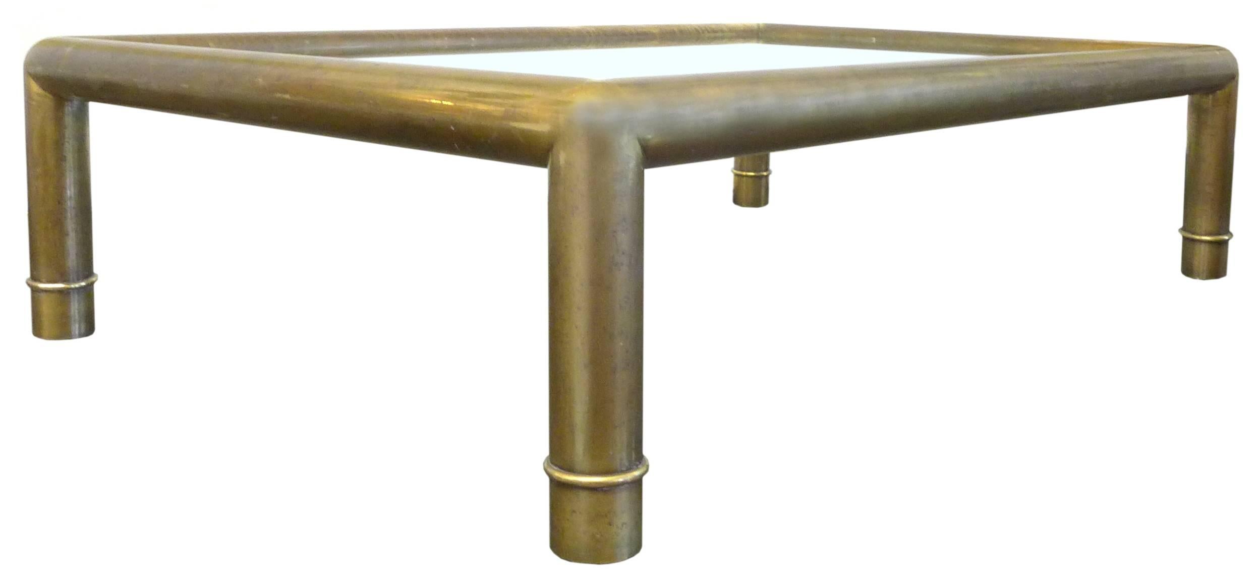 Mid-Century Modern Brass and Glass Coffee Table by Mastercraft