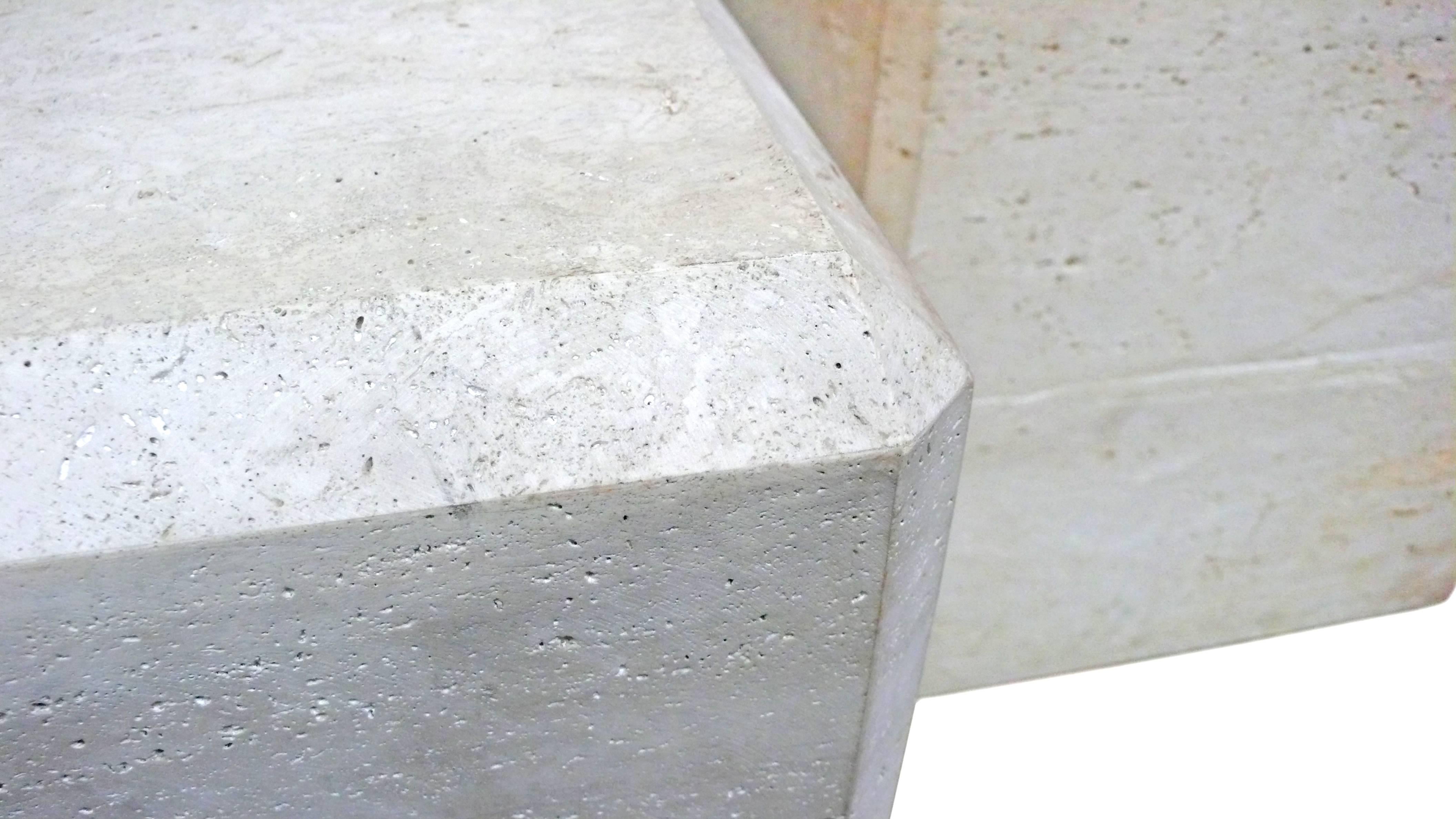 American Pair of Massive Faceted Travertine Cube Tables For Sale
