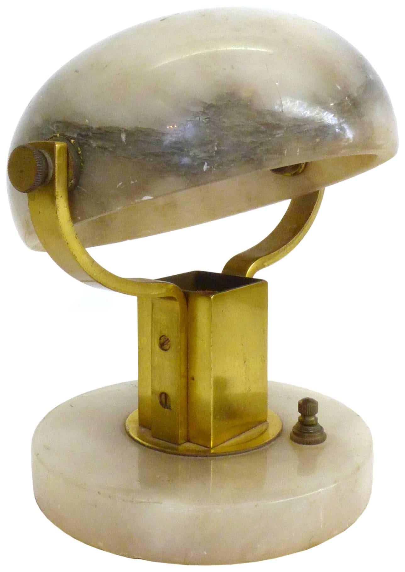 Mid-20th Century Carved Stone and Brass Table Lamps