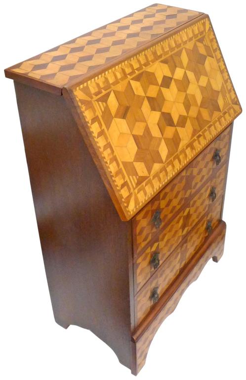 Geometric Marquetry Secretary In Good Condition For Sale In Los Angeles, CA