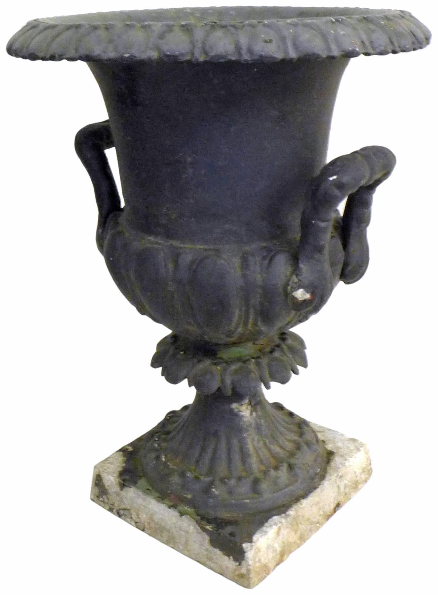Neoclassical Pair of Zinc-Plated Decorative Urns