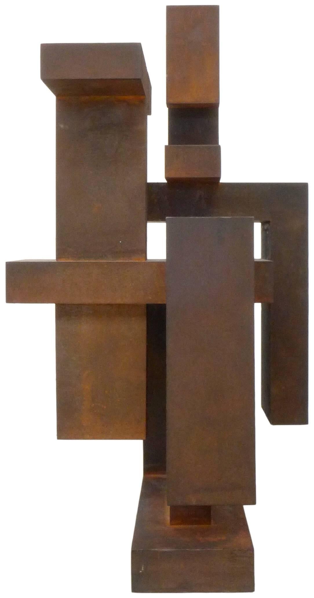 American Geometric Abstract Steel Sculpture