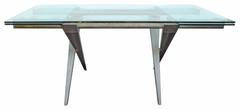 Extendable Glass-Top Aluminum and Steel Desk