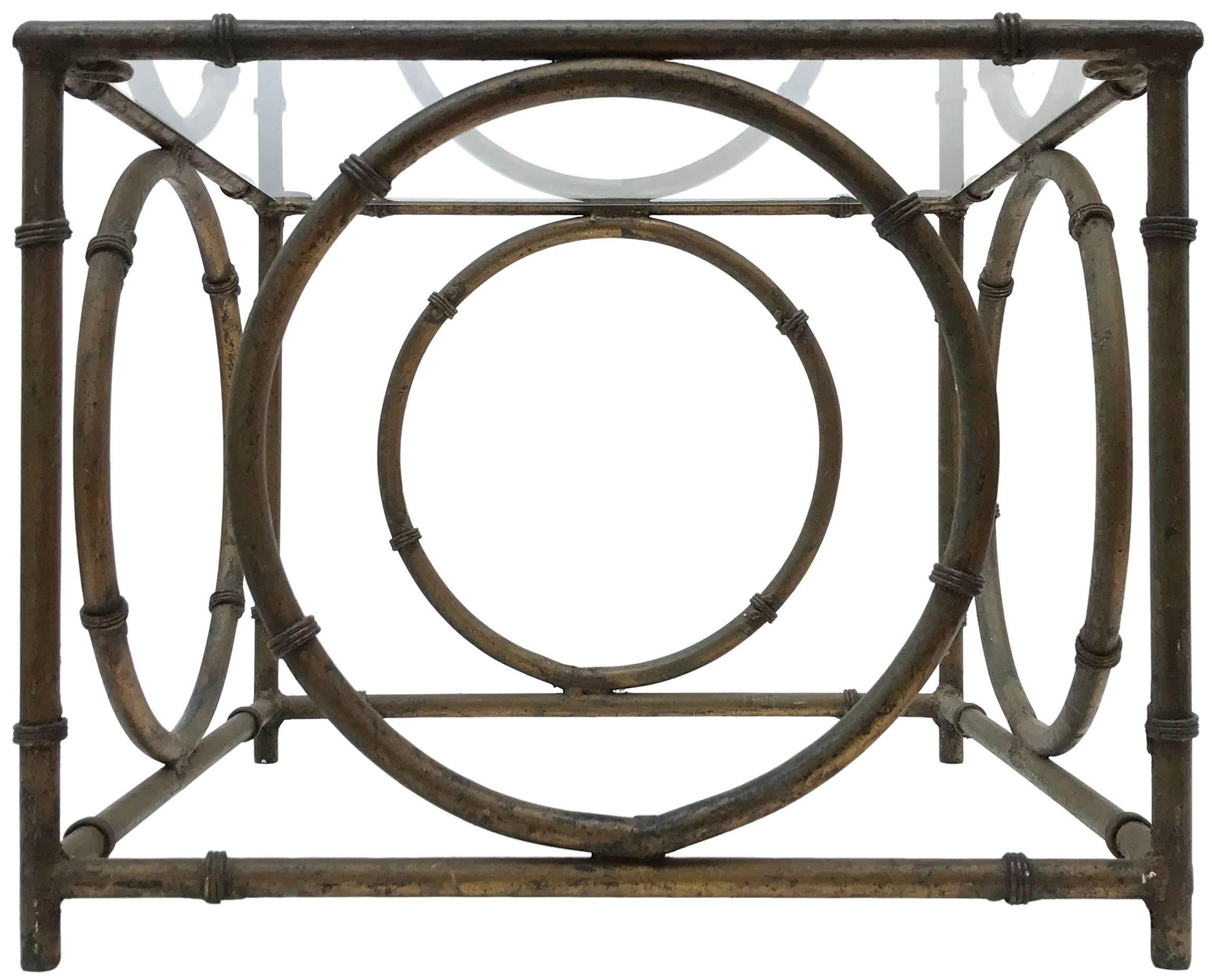 Pair of Italian Wrought Iron and Glass Side Tables 1