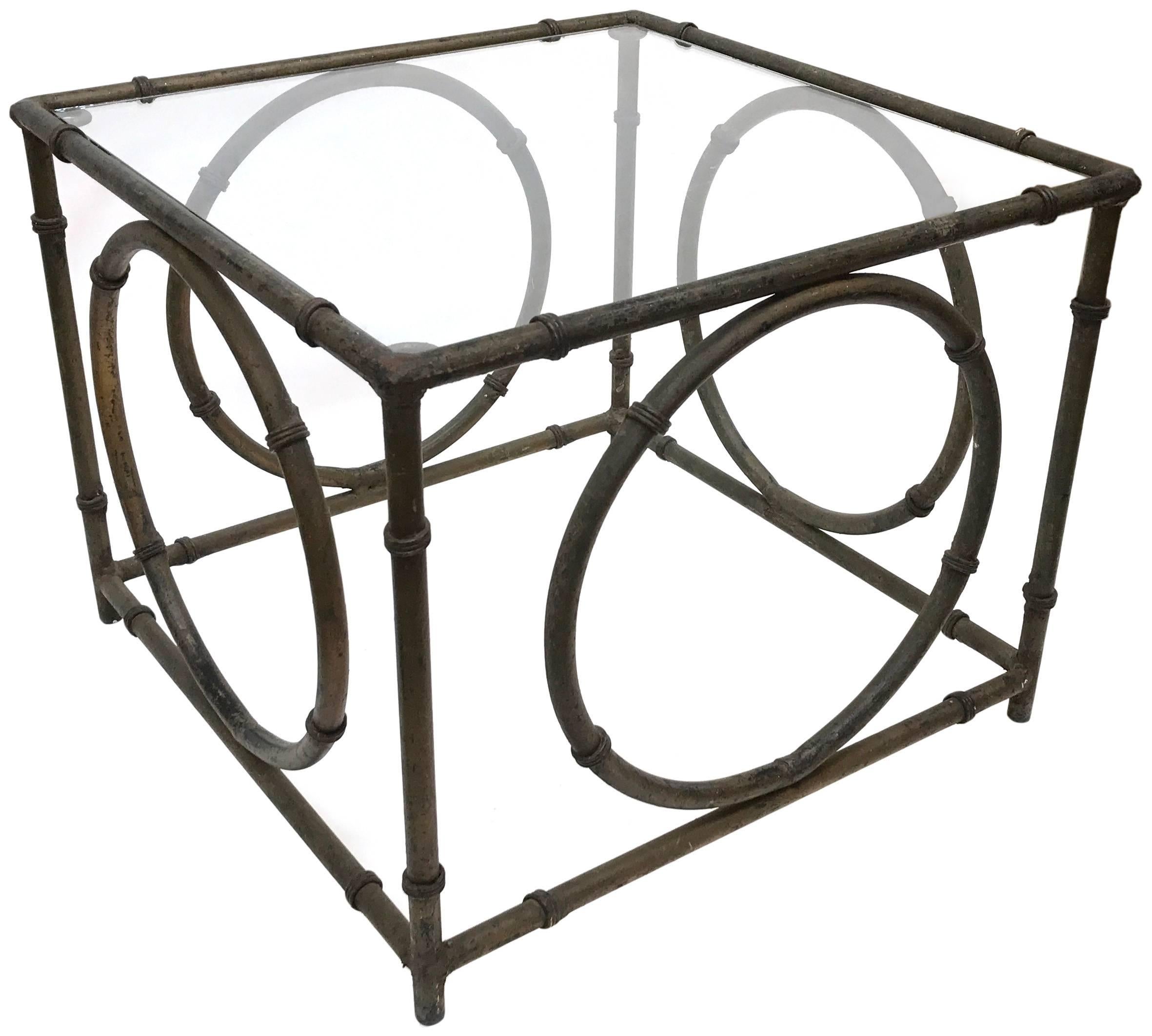 Pair of Italian Wrought Iron and Glass Side Tables In Good Condition In Los Angeles, CA
