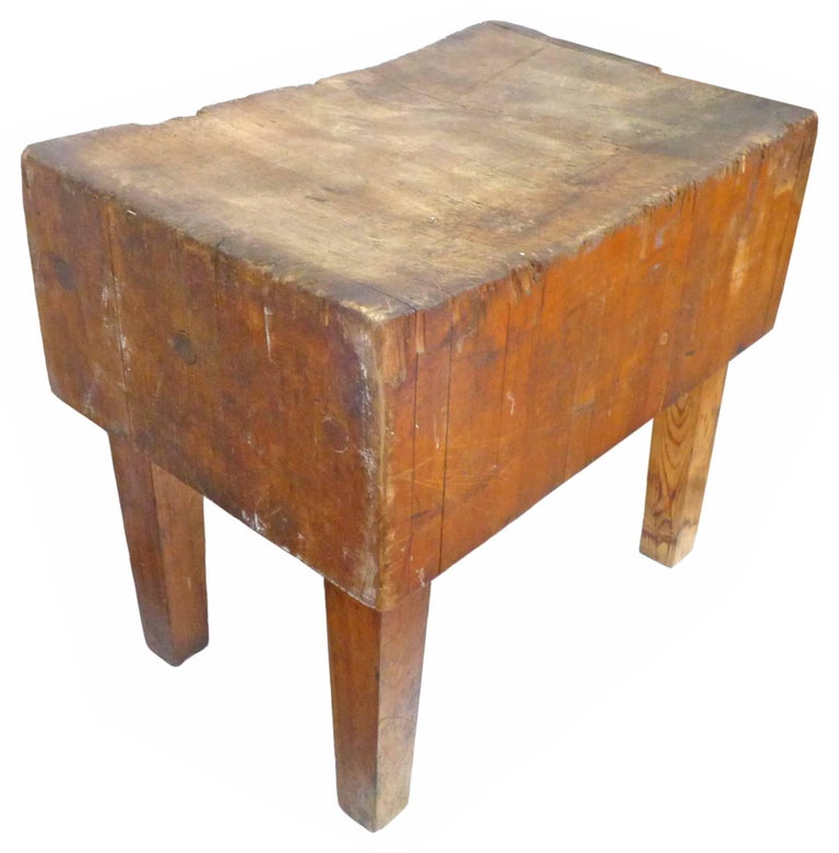 Vintage Wood Butcher Block Table at 1stDibs
