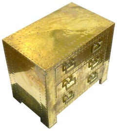Pair of Brass Clad Chests or Side Tables by Sarried