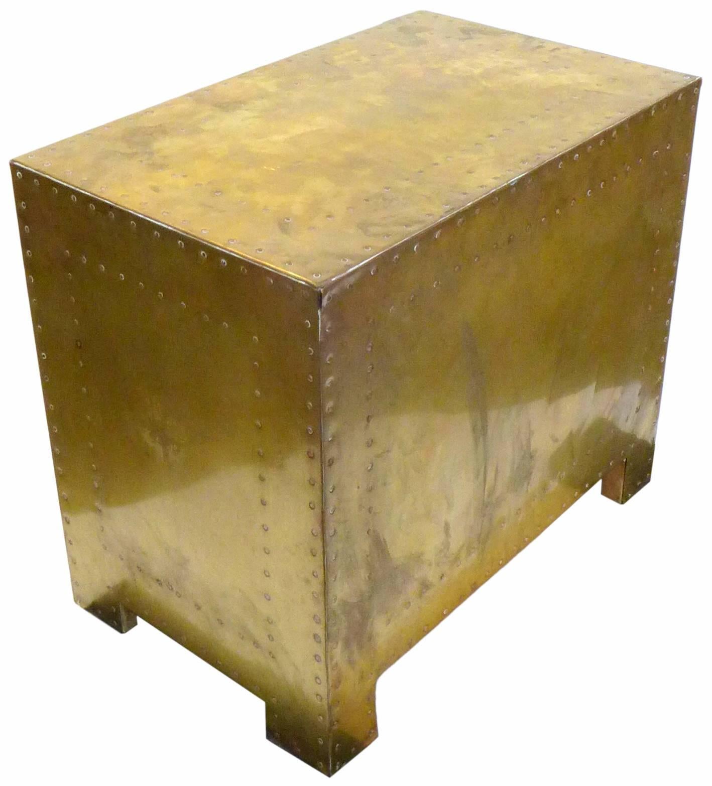 Pair of Brass Clad Chests or Side Tables by Sarried 1