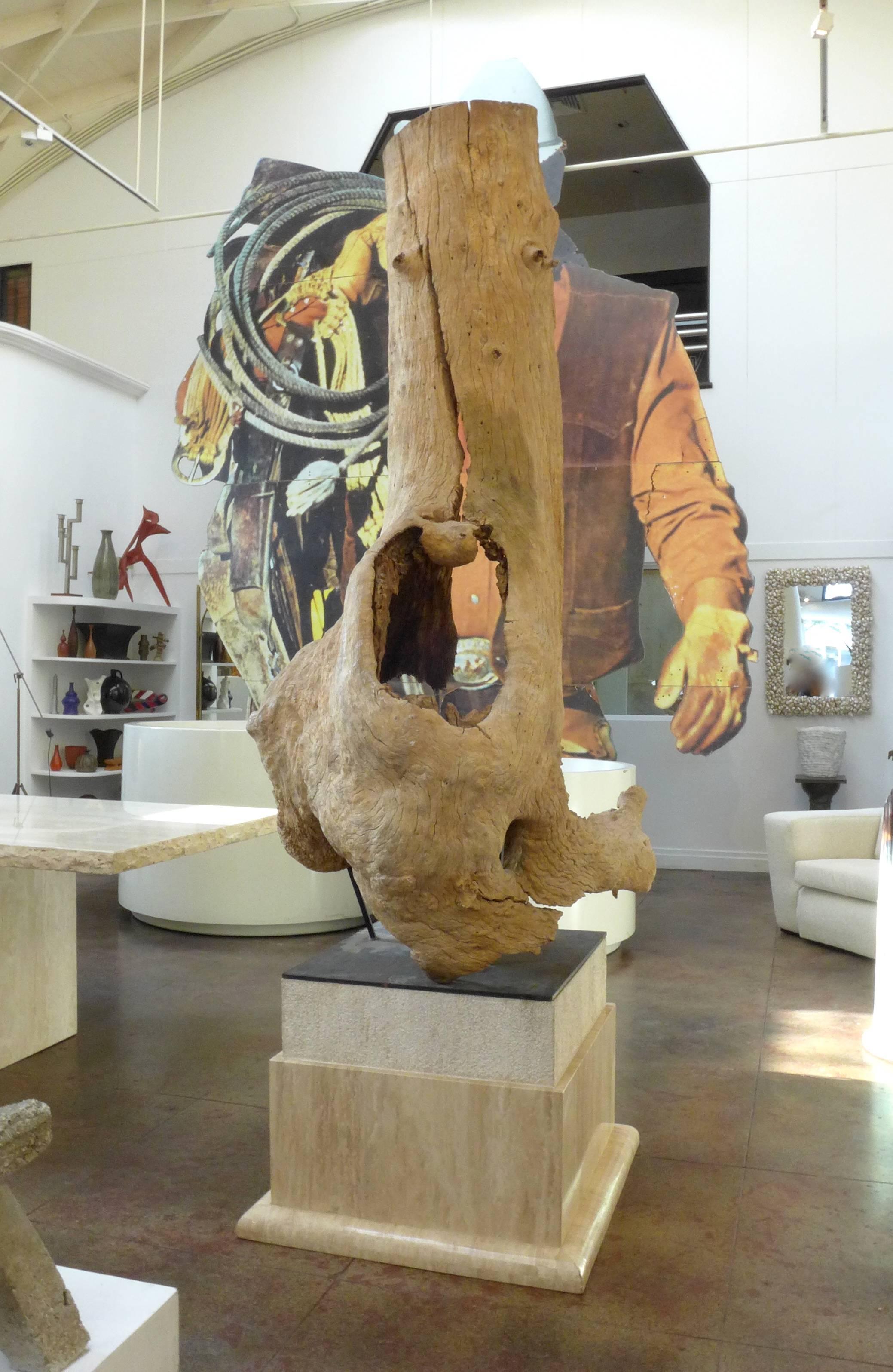American Monumental Mounted Tree Trunk Sculpture For Sale