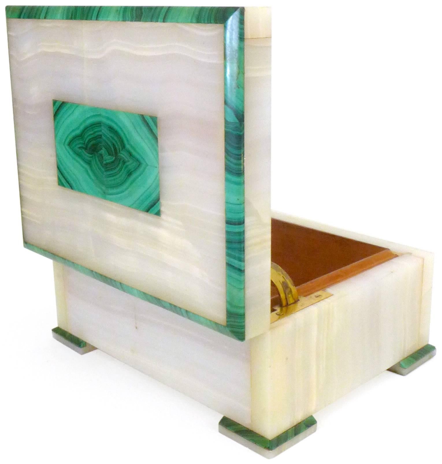 Art Deco Exceptional Dunhill Malachite and Onyx Cigar Box