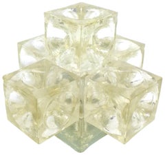 Pair of Cast Glass Cube Table Lamps