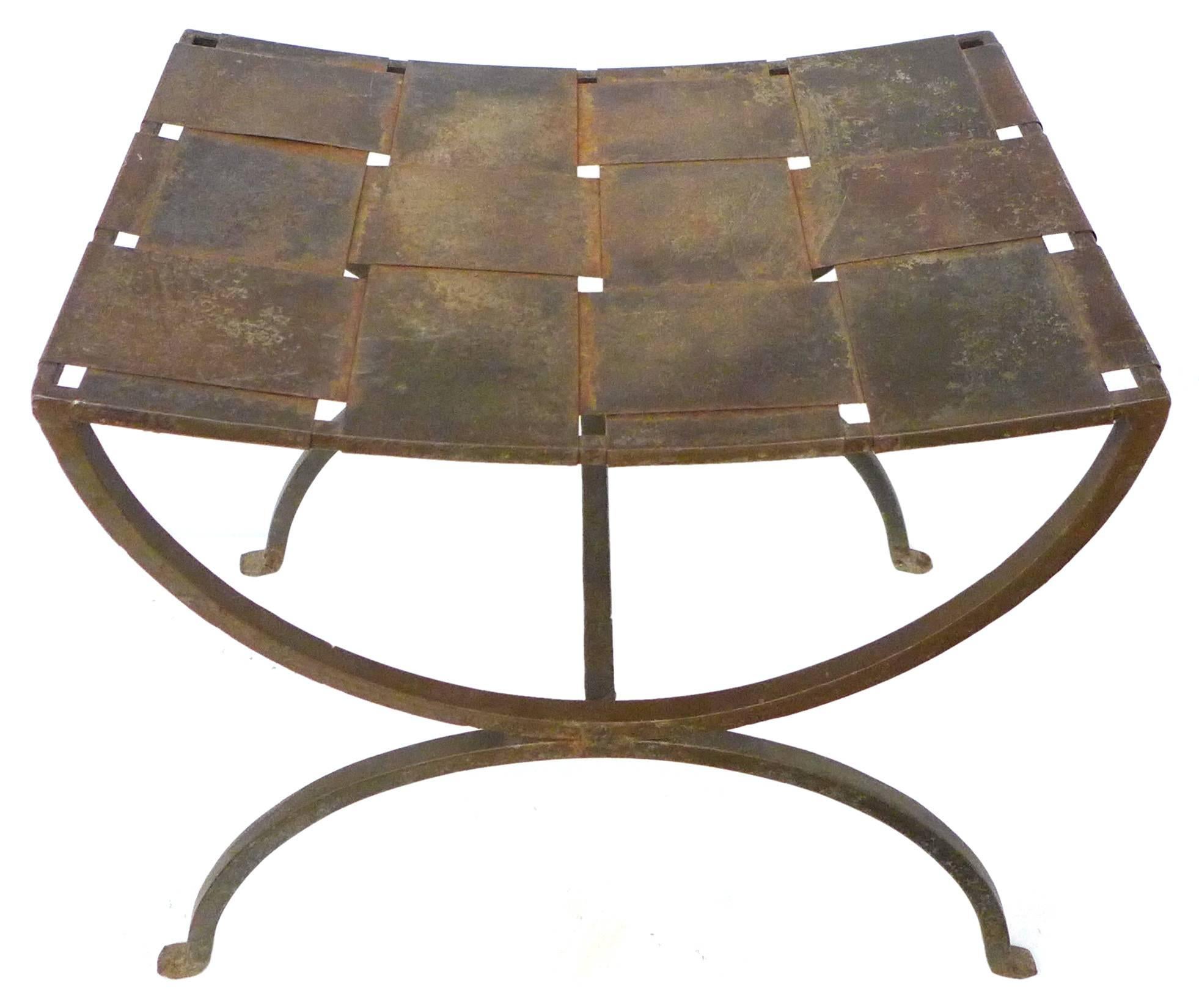 American Pair of Wrought Iron Stools