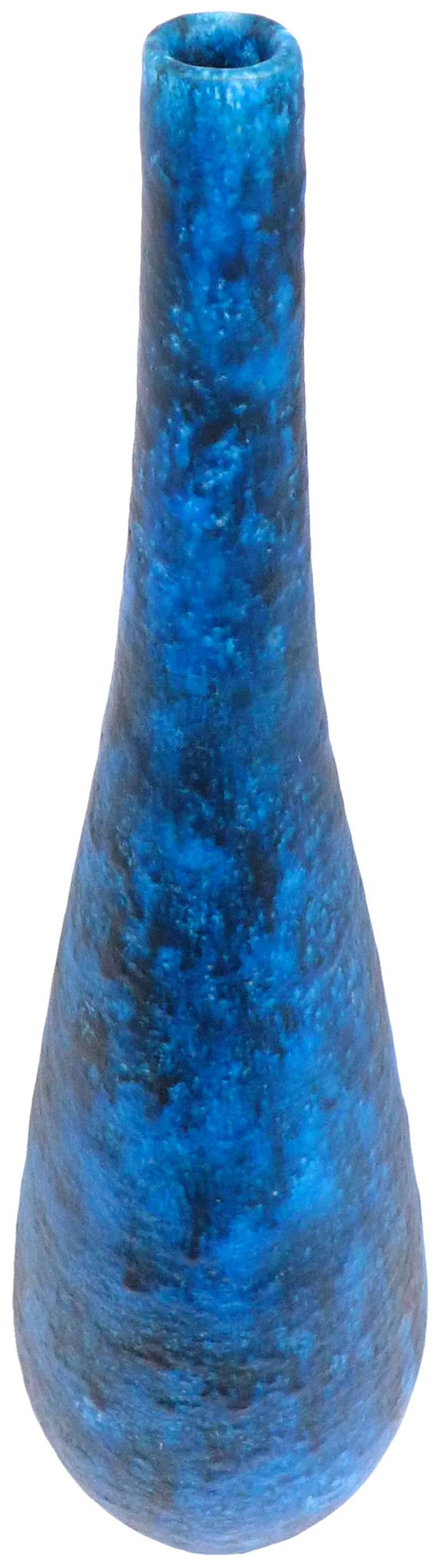 A fantastic ceramic vase by the celebrated Italian ceramicist Guido Gambone. An impressively-scaled and -executed, graceful, Classic form in a rich glaze of subtly-shifting, Classic-Gambone, deep-sea blue. Originally intended as a lamp-base,