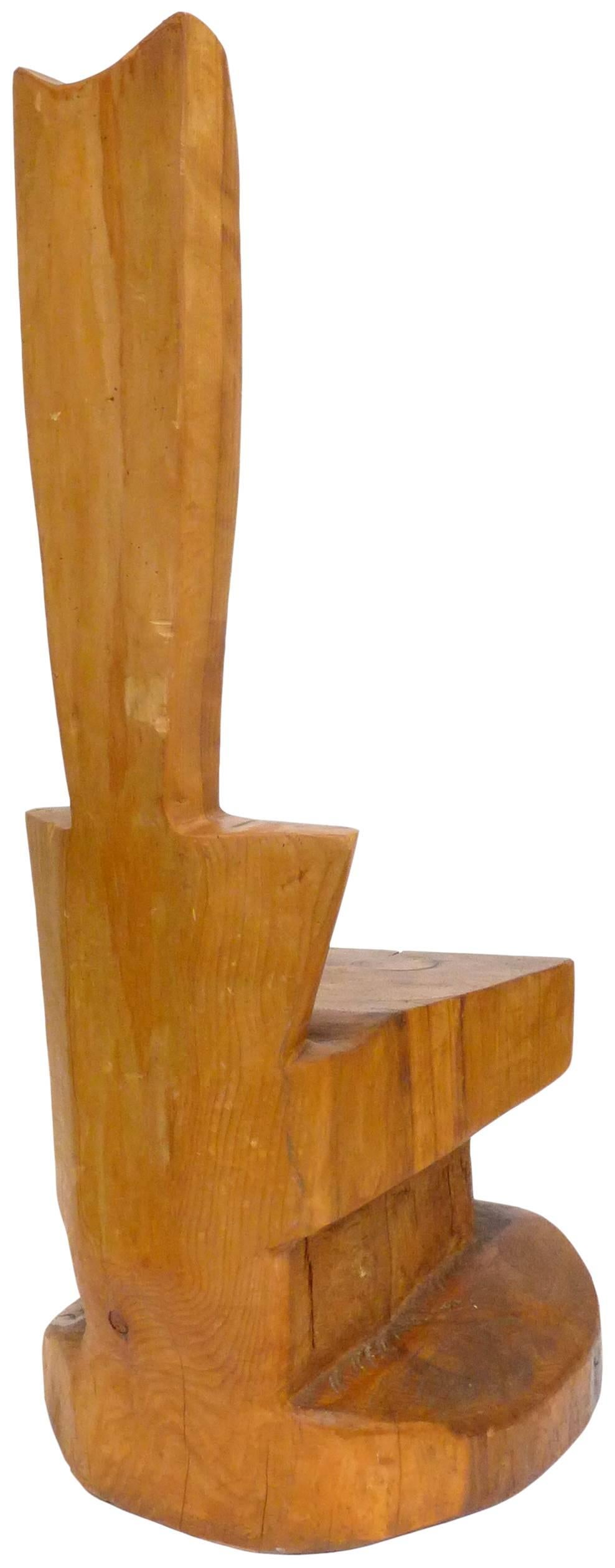 Hand-Carved Rough-Sawn Eucalyptus High-Back Throne