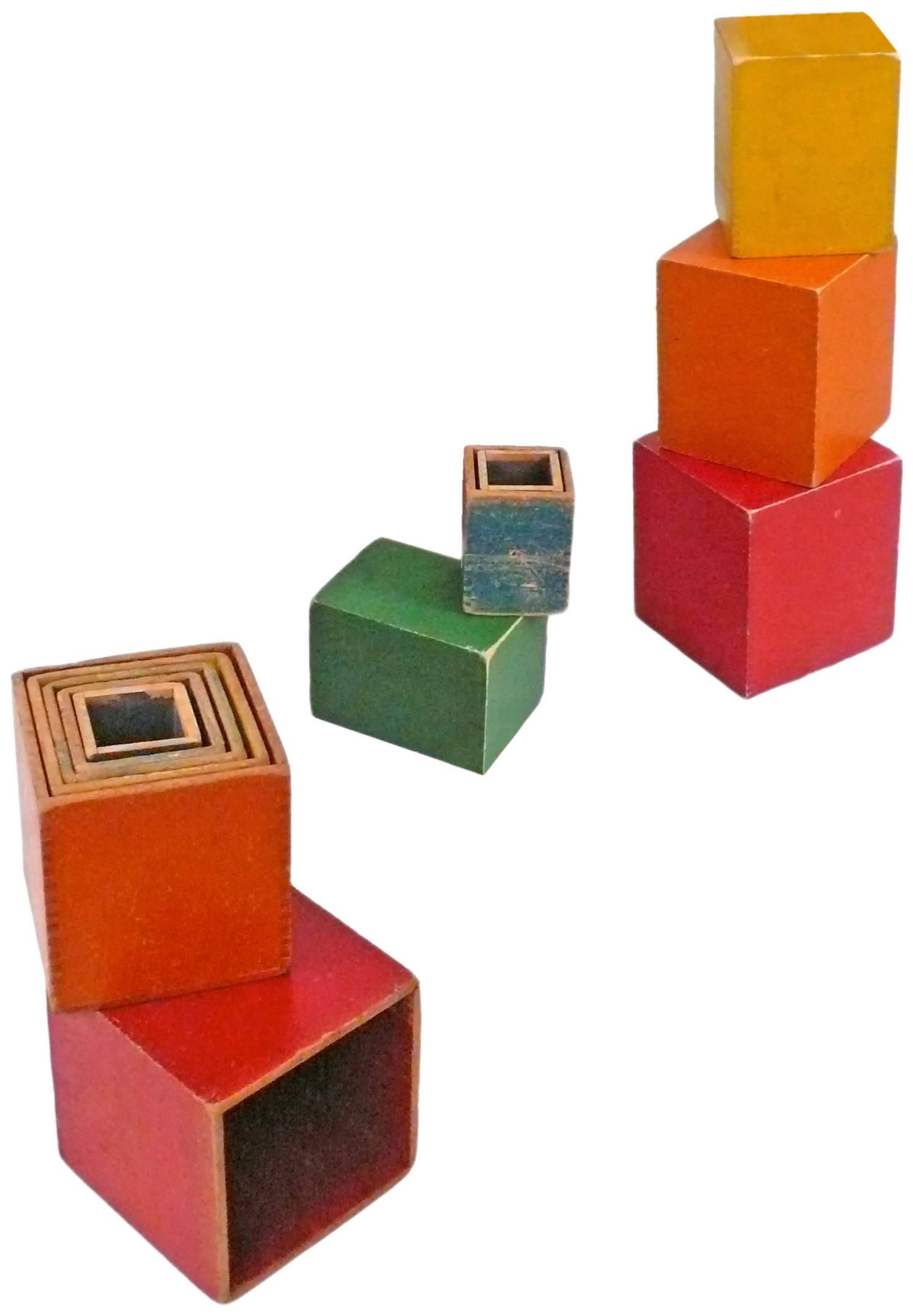 American Sets of 1930's Hand-Painted Children's Nesting Blocks For Sale