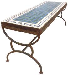 Mosaic Tile and Iron Garden Table