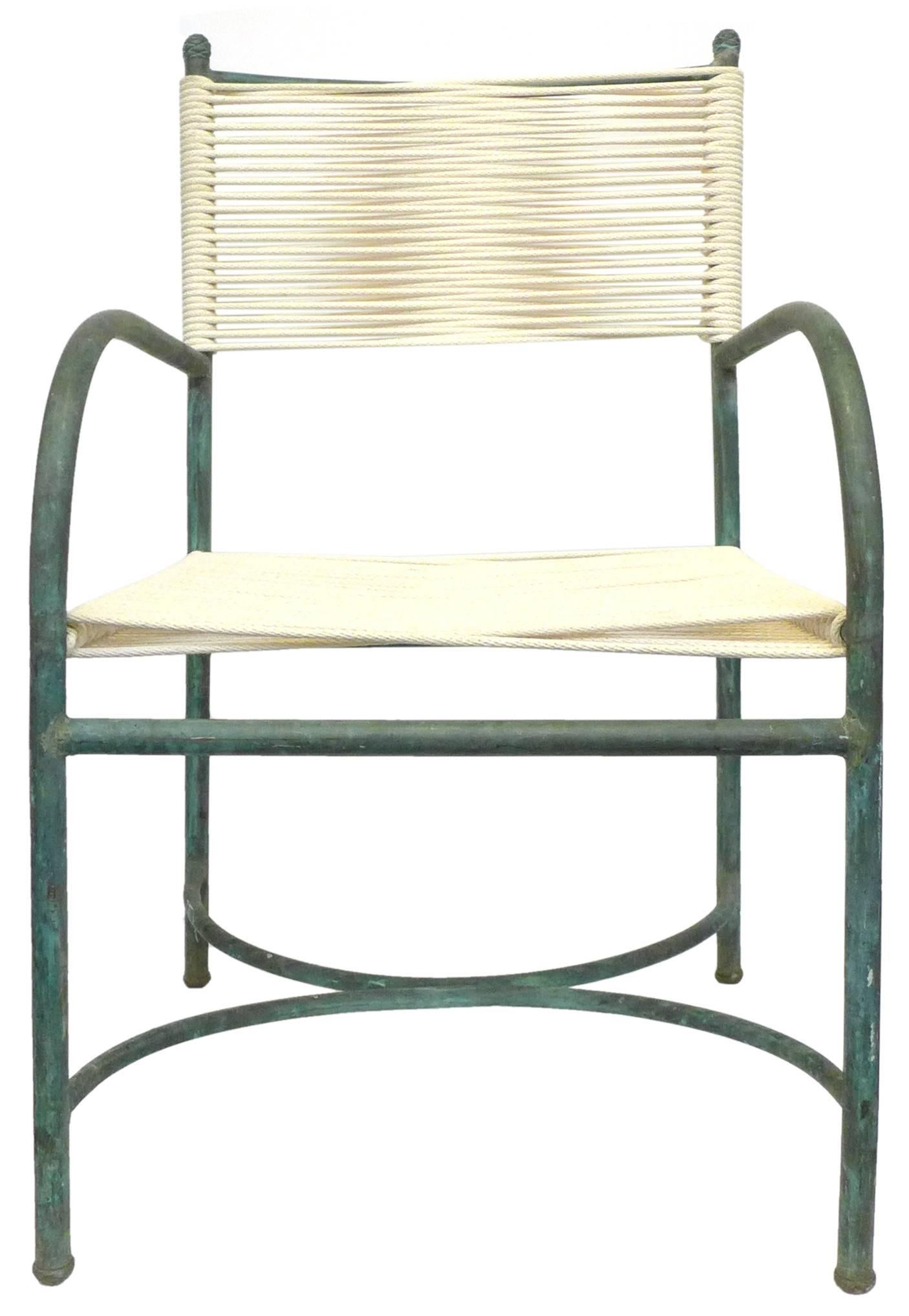 Mid-20th Century Set of Four Bronze Patinated Outdoor Chairs by Robert Lewis