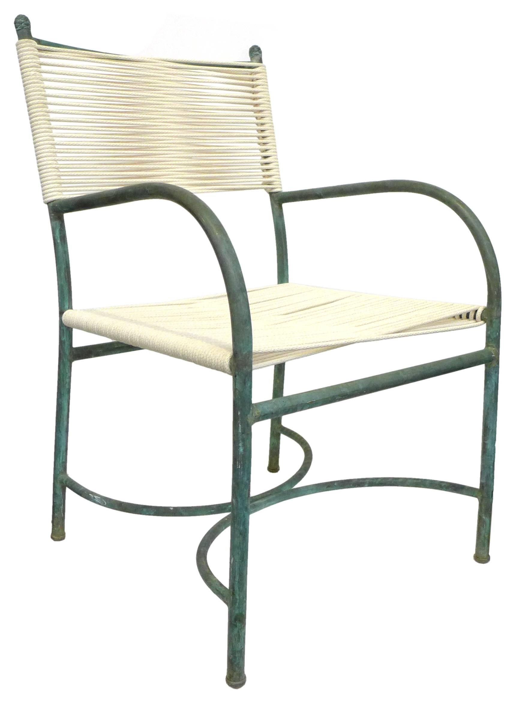 Set of Four Bronze Patinated Outdoor Chairs by Robert Lewis 1
