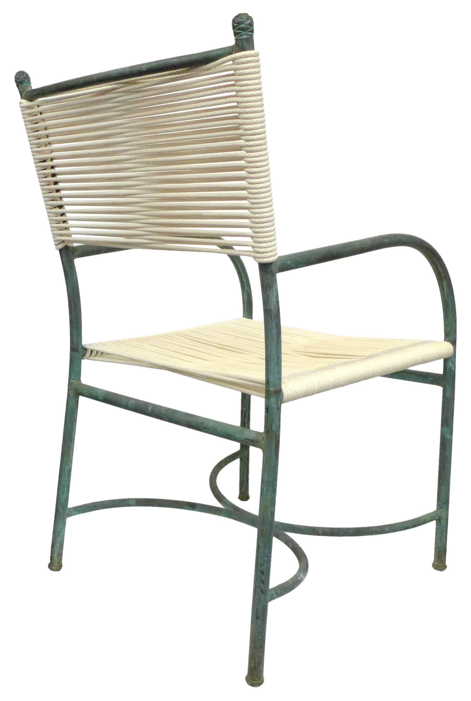 Set of Four Bronze Patinated Outdoor Chairs by Robert Lewis 3