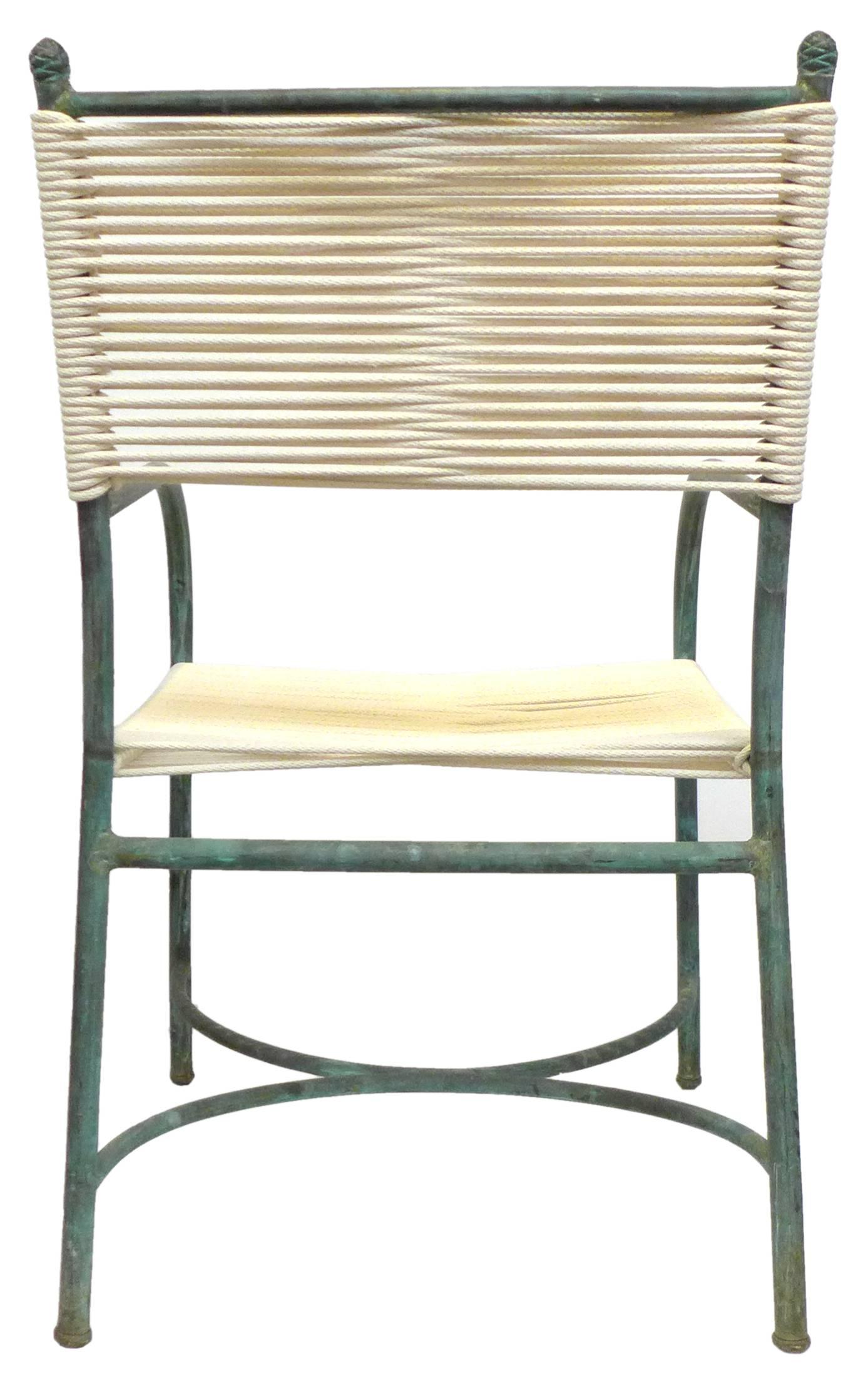 American Set of Four Bronze Patinated Outdoor Chairs by Robert Lewis