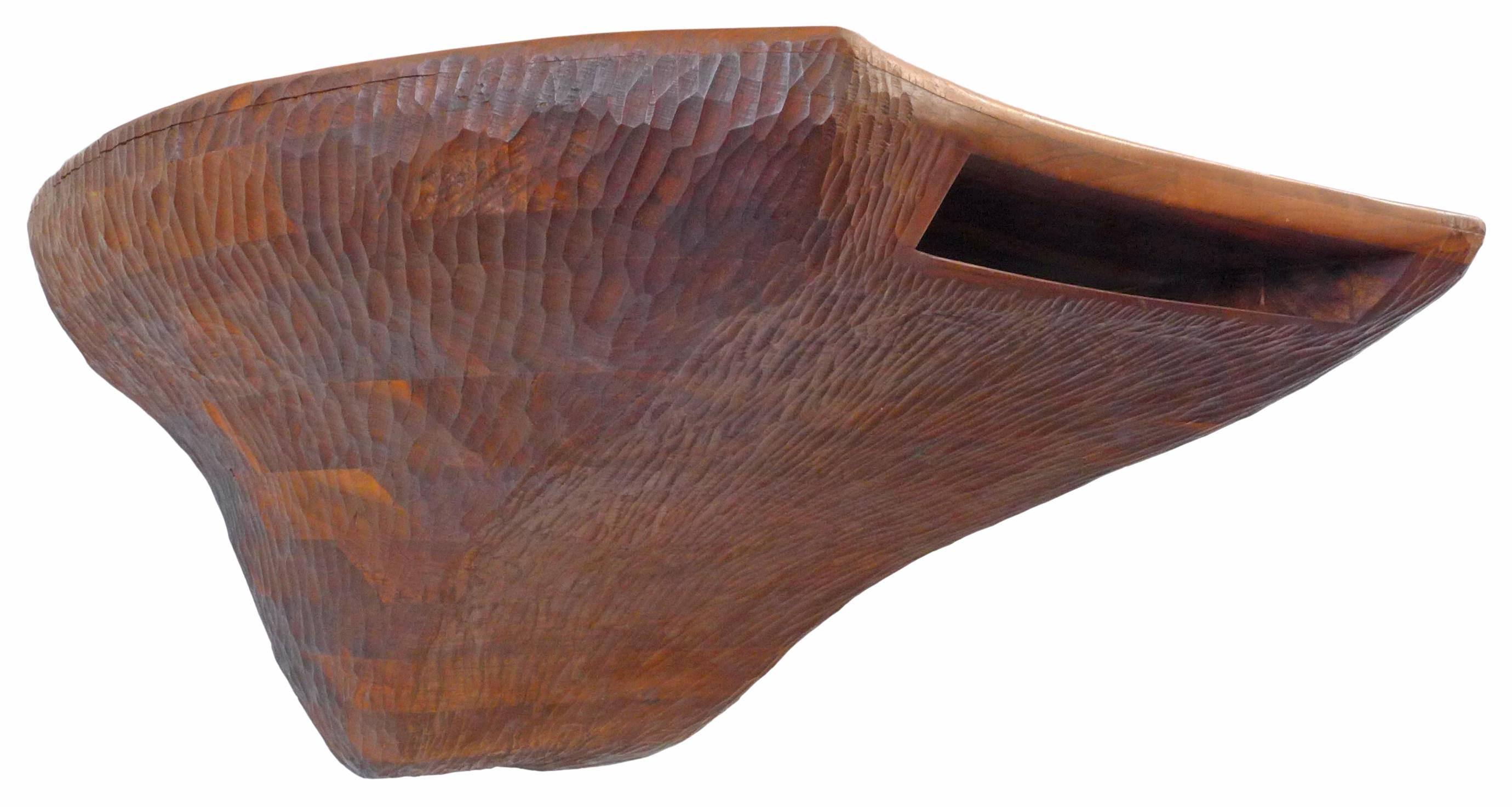Fantastic Chip-Carved American Craft Wall-Mount Wood Console For Sale 2