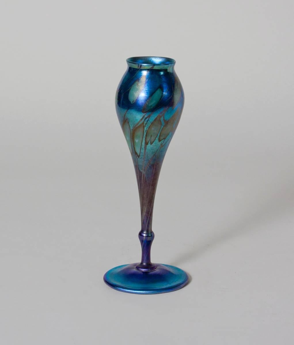 Art Nouveau Tiffany Studios Favrile Glass Decorated Flower Form Vase