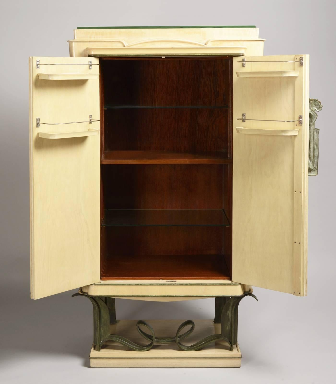 Art Deco Dry Bar cabinet attributed to Rene Drouet For Sale