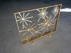 Contemporary 1970s Style Gilded & Blackened Steel Fire Screen by Del Williams