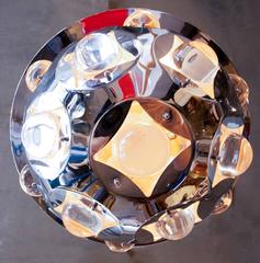 Futuristic Italian Chrome-Plated Metal and Glass Spherical Lantern  c 1960s