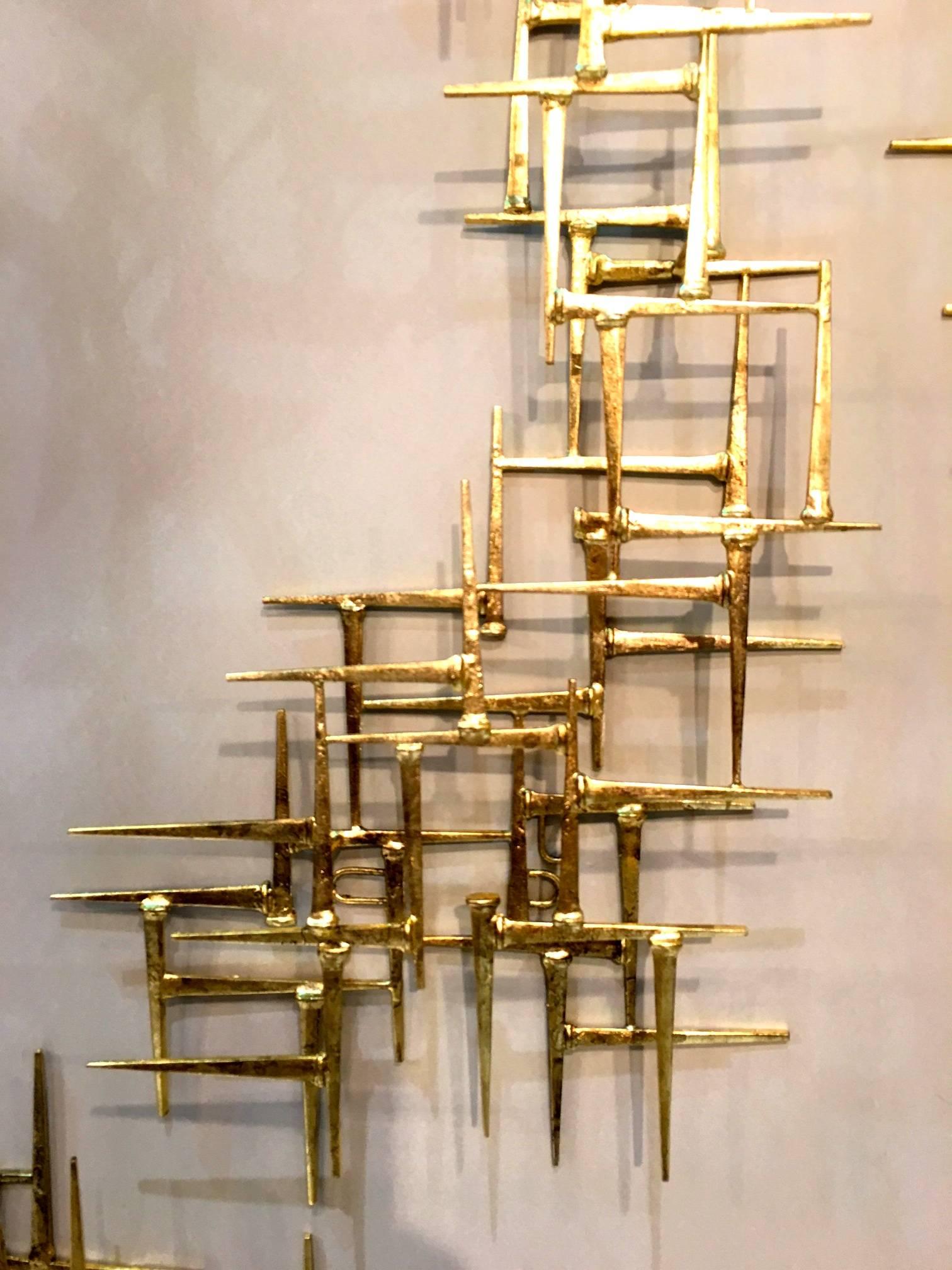 Contemporary Seven Piece Gilded Metal Wall Sculpture by American Artist Del Williams  2016 For Sale