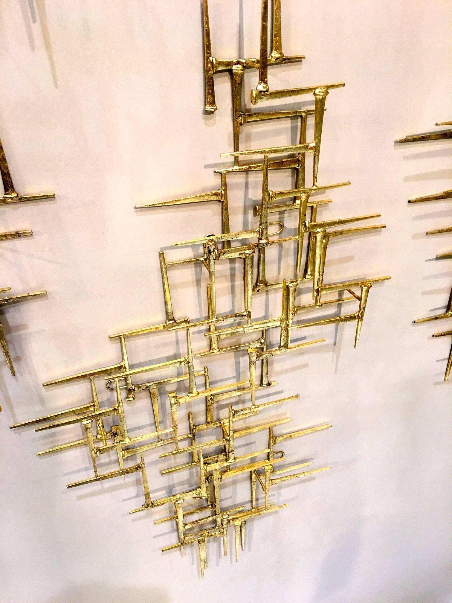Steel Seven Piece Gilded Metal Wall Sculpture by American Artist Del Williams  2016 For Sale