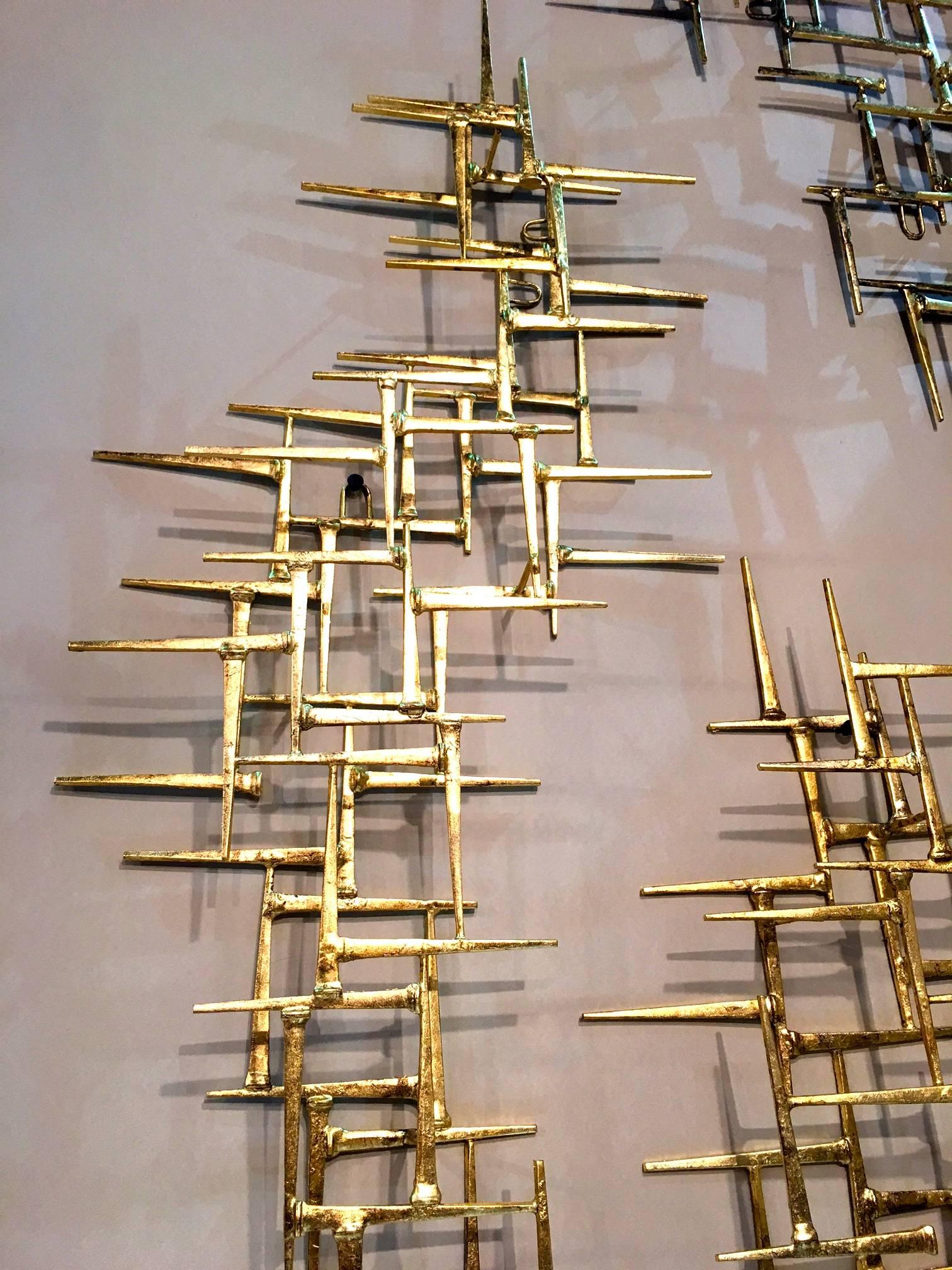 Seven Piece Gilded Metal Wall Sculpture by American Artist Del Williams  2016 For Sale 1