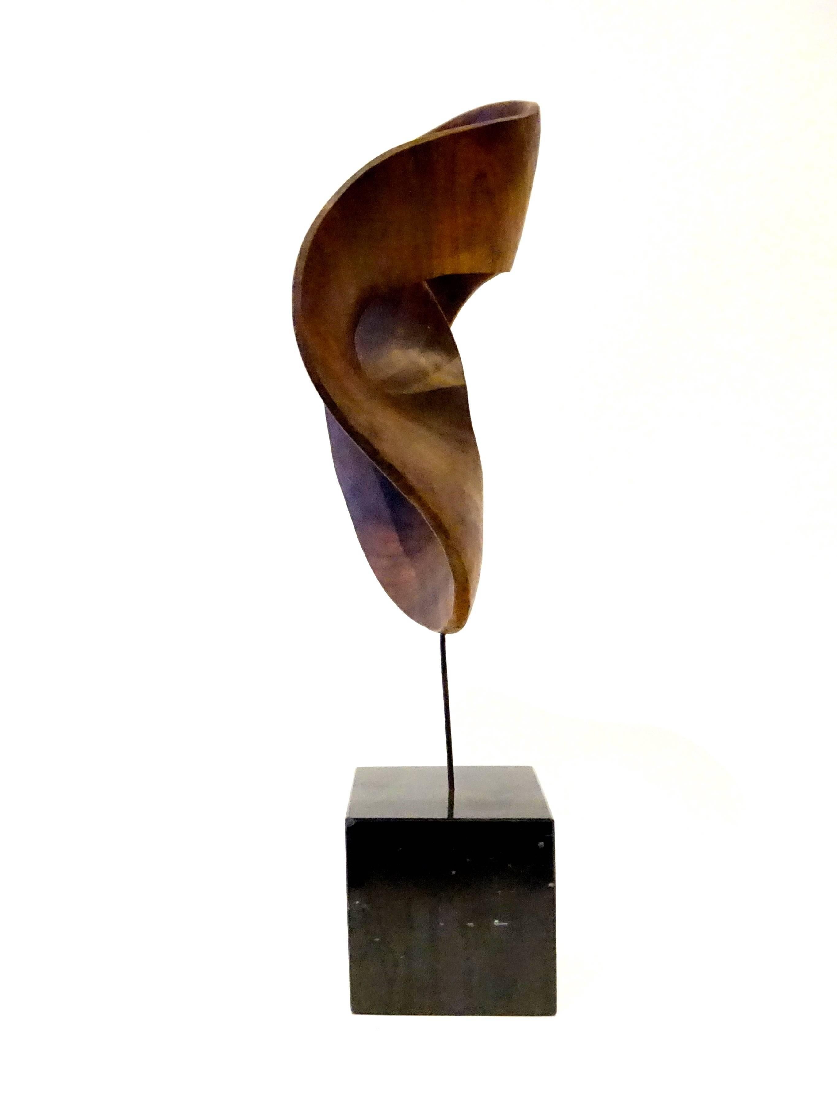 Mid-Century Modern Carved Wooden Swirl Sculpture by American Artist Thomas Woodward C. 1990's